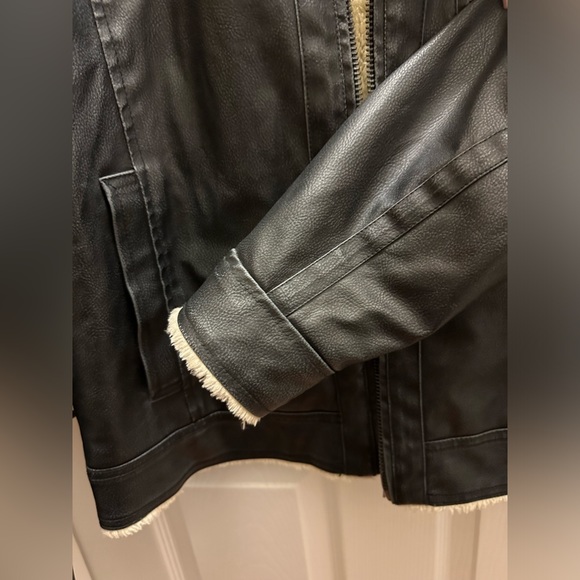 INC Men’s Faux Leather Bomber Jacket - Large - Picture 10 of 14
